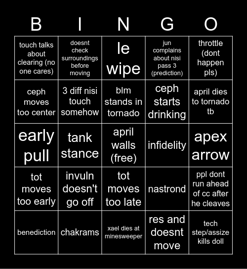 TEA Bingo Card