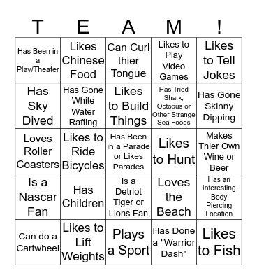 Recess At Work Day - 2015 Bingo Card