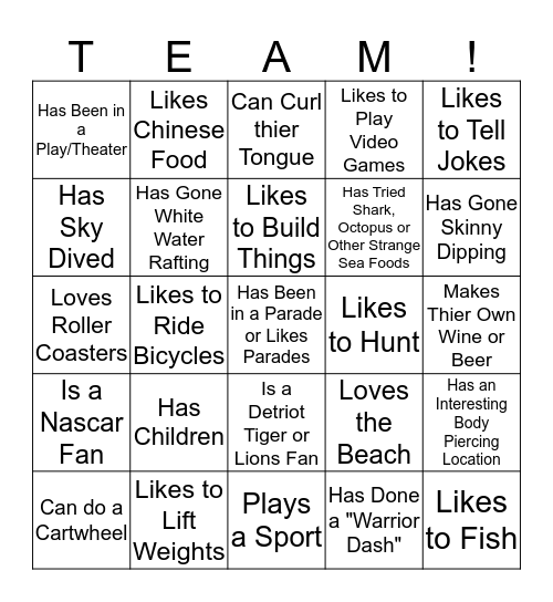 Recess At Work Day - 2015 Bingo Card