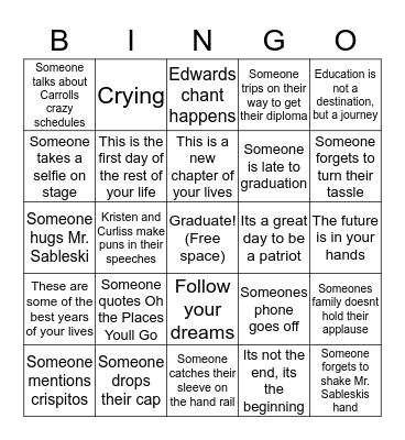 Graduation Cliche Bingo Card