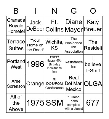 RIsolution Day Bingo Card
