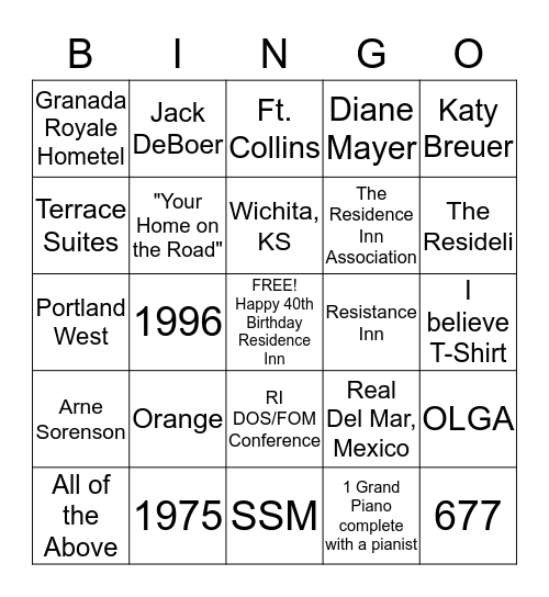 RIsolution Day Bingo Card