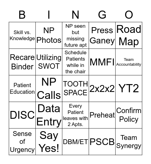RECARE AND REAPPOINTMENT Bingo Card