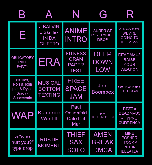 IBLEATZA BANGER BINGO Card