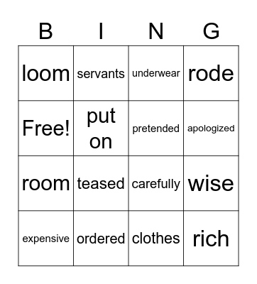The Emperor's New Clothes Bingo Card