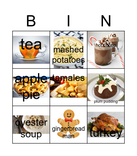 Christmas Food and Drinks :) Bingo Card