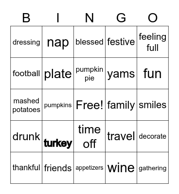 Friendsgiving Bingo Card