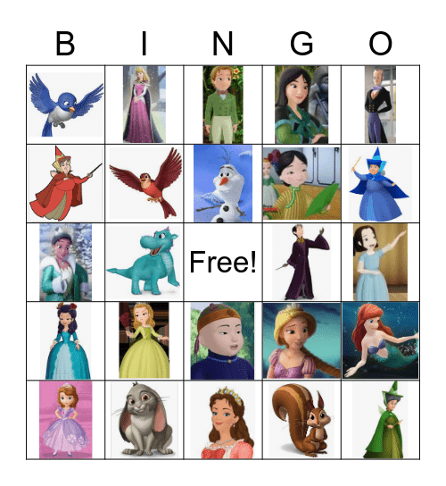 Sofia the First Princess Bingo Card