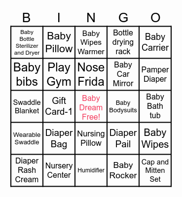 Dream's Gift Bingon Bingo Card