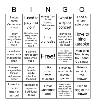 Human Bingo Card
