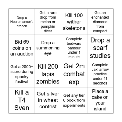 Liv3ry Bingo Card