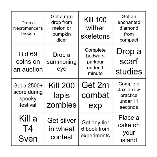 Liv3ry Bingo Card