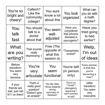 Things Therapists Have Said to Me Bingo Card