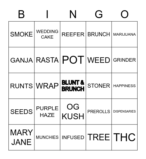 BLUNT AND BRUNCH Bingo Card