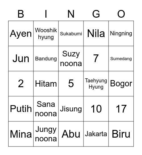 Real_junyoung Bingo Card