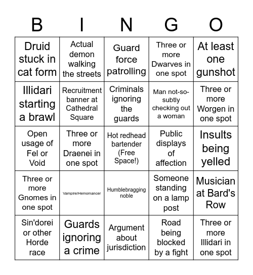 Stormwind Bingo! Bingo Card