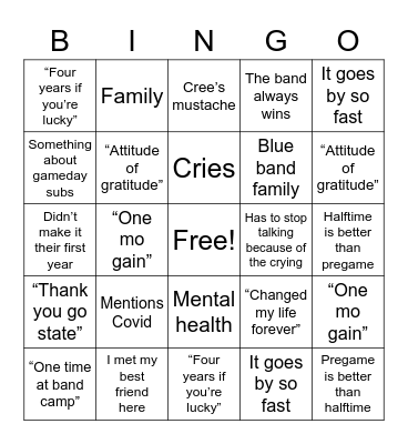 Senior Sendoffs Bingo Card