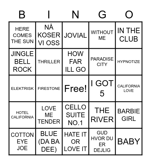 MUSIKKBINGO Card