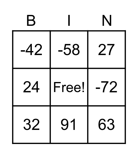 Easy Bingo Card