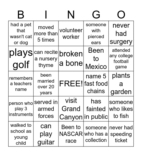 SCHWEITZER BINGO Card