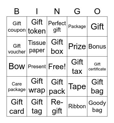 Gift  Bingo Card