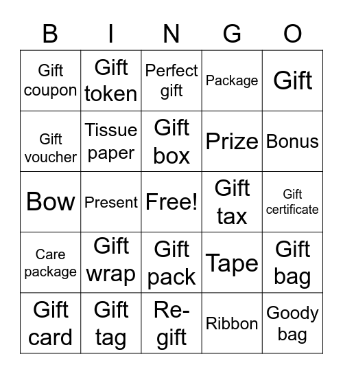Gift  Bingo Card
