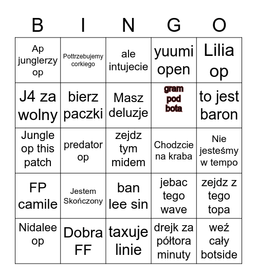 Dindi Bingo Card