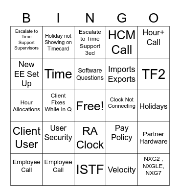 Tech Support Bingo Card
