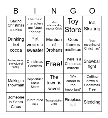 Hallmark Movie Bingo Card