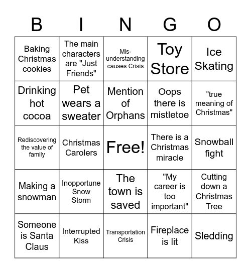 Hallmark Movie Bingo Card