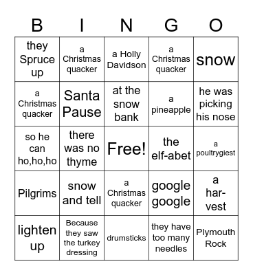 HOLIDAY Bingo Card