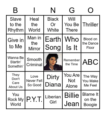 Michael Jackson Bingo Card