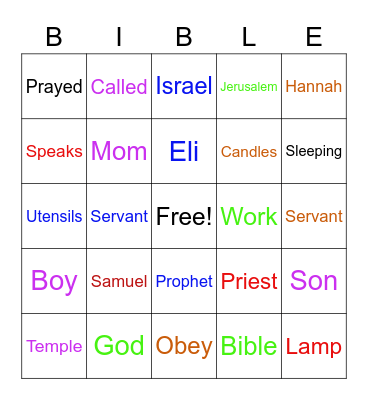 God Speaks to Samuel Bingo Card