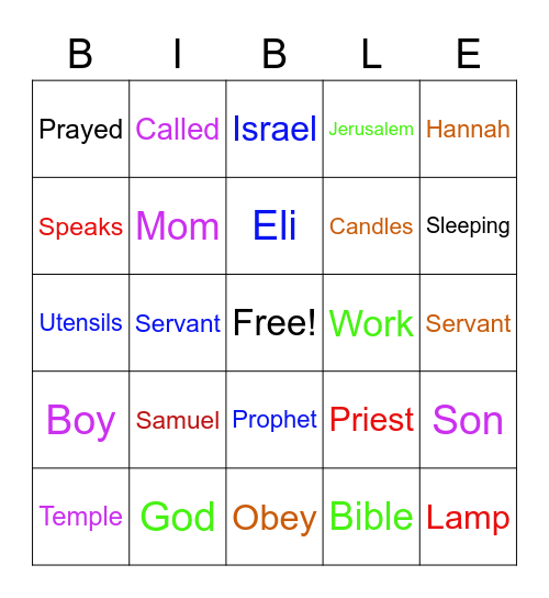 God Speaks to Samuel Bingo Card