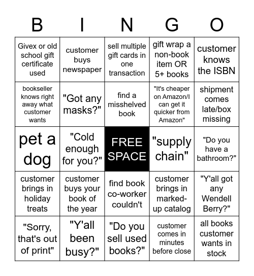 Bookseller Bingo 2021 Bingo Card