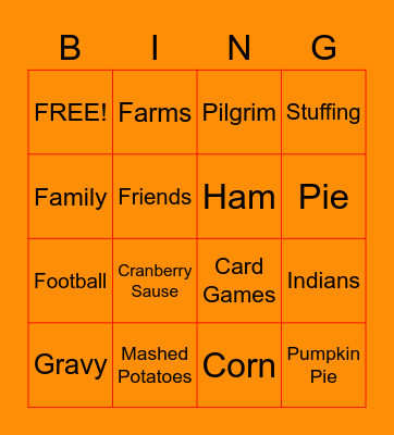 Thanksgiving Bingo Card