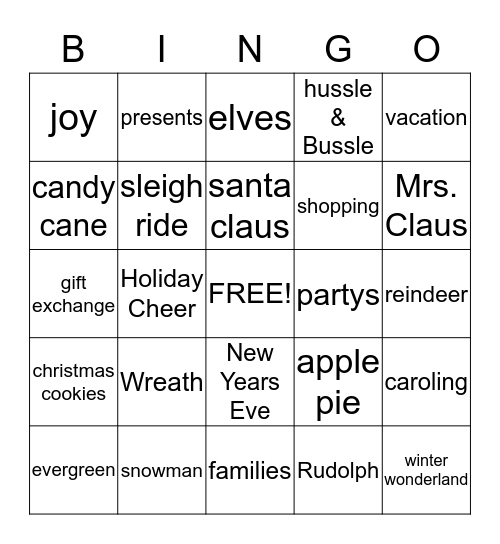 Holiday Bingo Card