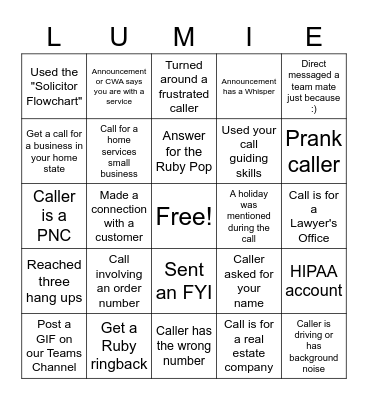 Luminous December Bingo! Bingo Card
