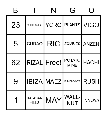 DADI's BDAY 2021 Bingo Card
