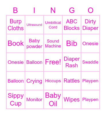 Baby Bingo Card