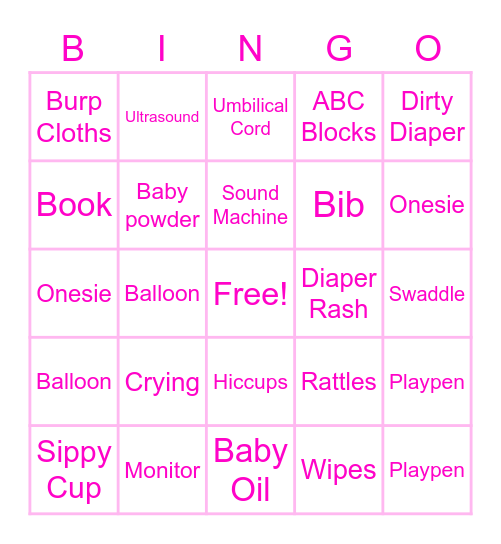 Baby Bingo Card