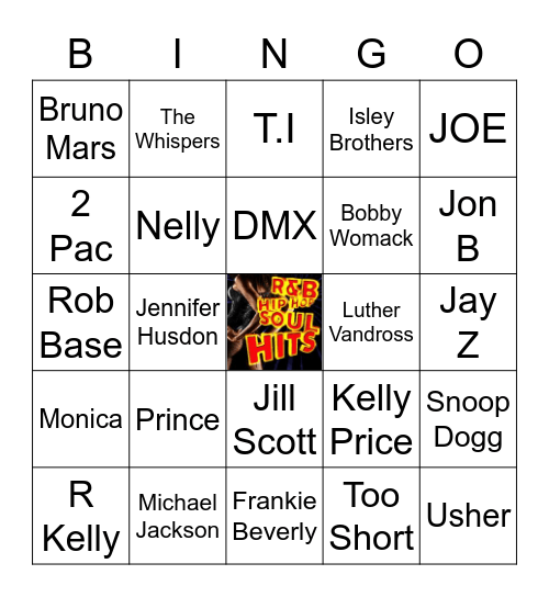 HIP HOP/ R & B HITS Bingo Card