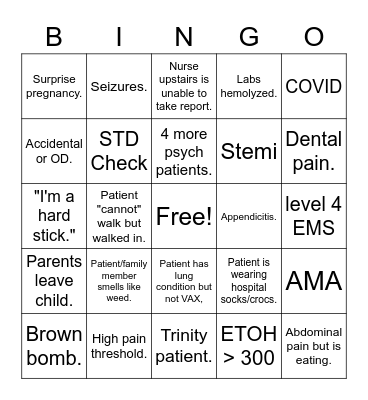 ED Bingo Card