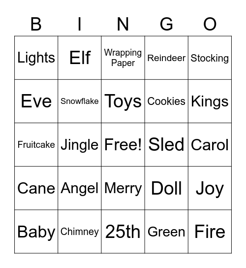 Christmas Bingo Card