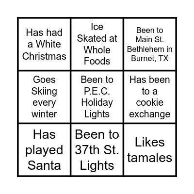 Getting to Know You this Christmas Bingo Card