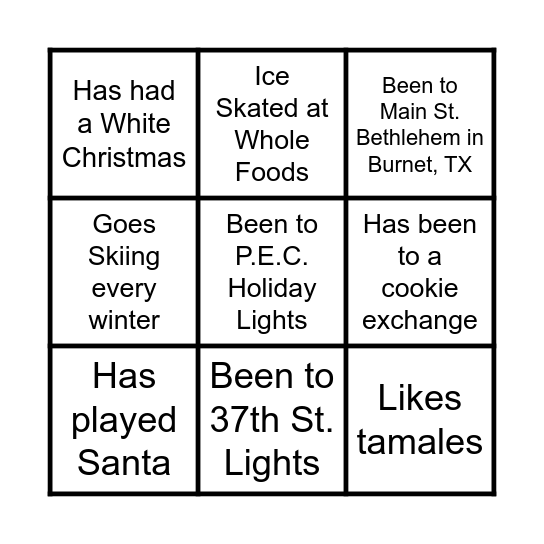 Getting to Know You this Christmas Bingo Card