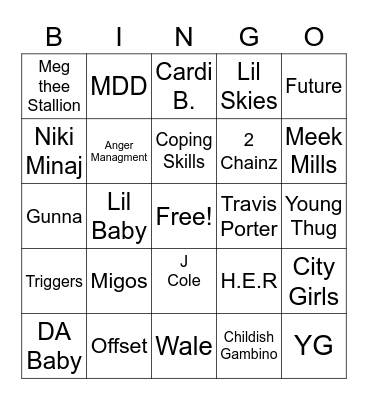 MH Hip Hop Bingo Card