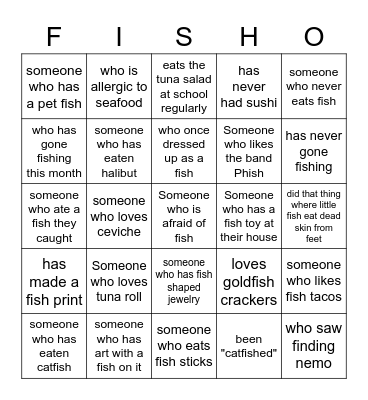 Fishy neighbors- Ashenfelter Marine Ecology Bingo Card