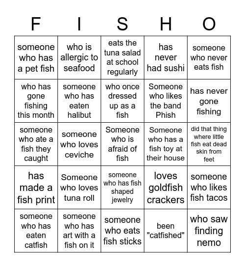 Fishy neighbors- Ashenfelter Marine Ecology Bingo Card
