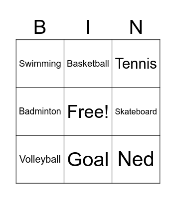 Sports Bingo Card